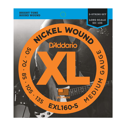 D'ADDARIO EXL160-5 50-135 LONG SCALE ELECTRIC BASS STRINGS