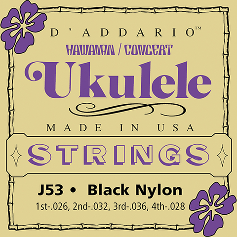 D'Addario J53 Black Nylon Hawaii Ukulele Strings