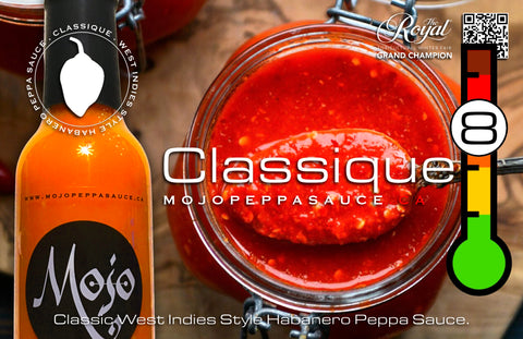 MOJO PEPPA SAUCE ‘CLASSIQUE’ WEST INDIES STYLE RED HABANERO PEPPA SAUCE 5 OZ. BOTTLE