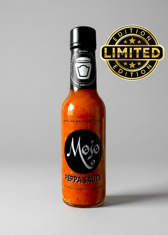 MOJO PEPPA SAUCE 'DIJON' DIJON MUSTARD & PICKLE JUICE INFUSED HABANERO HOT SAUCE 5 OZ. BOTTLE