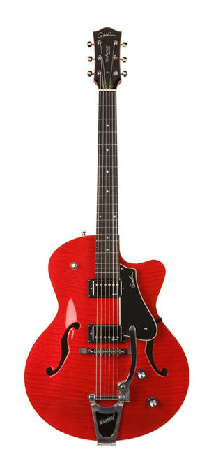Godin 5th Avenue Uptown Arch Top w/ Tric Case - Trans Red Flame High Gloss