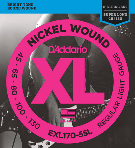 D'ADDARIO EXL170-5SL 45-130 SUPER LONG SCALE ELECTRIC BASS STRINGS