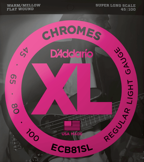 D'ADDARIO ECB81SL CHROMES 45-100 SUPER LONG SCALE FLATWOUND BASS STRINGS