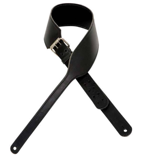 Levy's Carving Leather Guitar Strap w/ Heavy Harness Stitching - Black