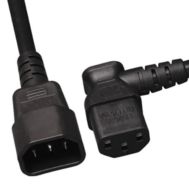 IEC COUPLING CABLE M-F 16AWG C14 TO C13RA 1 FT. BLACK
