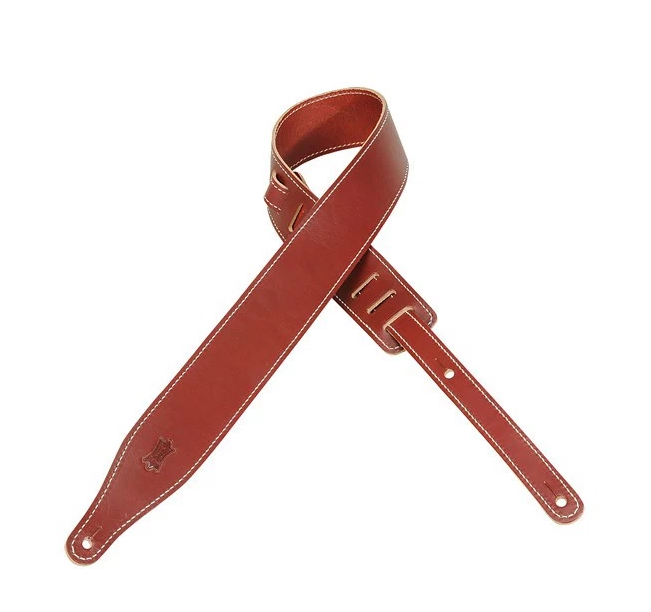 Levy's 2 1/2" Carving Leather Guitar Strap - Red