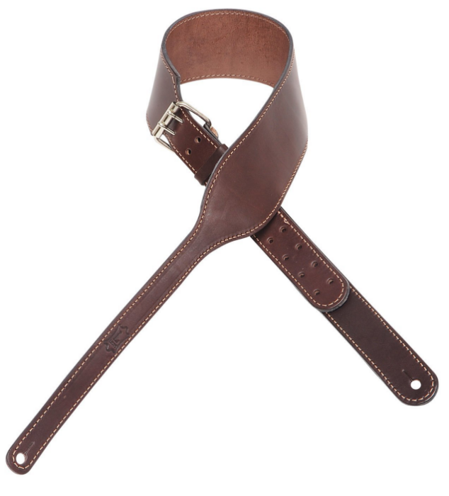 Levy's Carving Leather Guitar Strap w/ Heavy Harness Stitching - Deep Brown