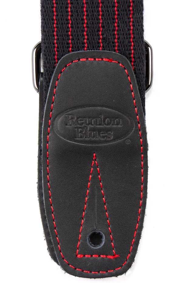 Reunion Blues Merino Wool Guitar Strap - Red Pinstripe w/ Black Leather Ends