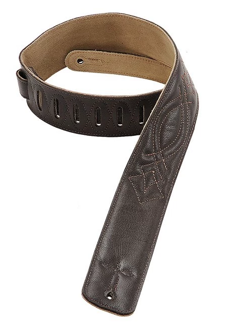 Levy's DM1SG Garment Leather Strap Suede Back w/ Decorative Stitch - Dark Brown