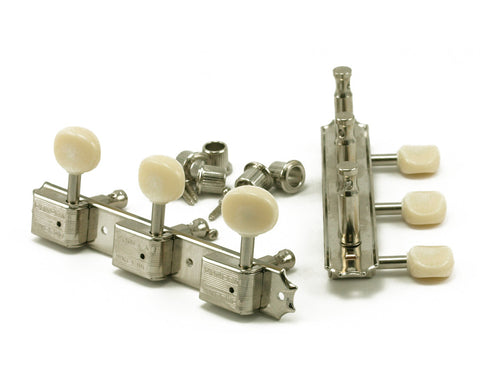 Kluson Traditional Oval Plastic Button Double Line Tuning Machines - Nickel