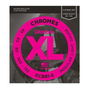 D'ADDARIO ECB81-5 CHROMES 45-132 LONG SCALE FLATWOUND BASS STRINGS