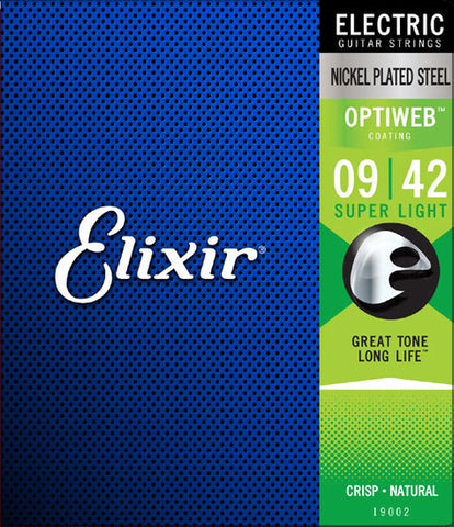 Elixir 19002 Optiweb Electric Guitar Strings Super Light 9-42